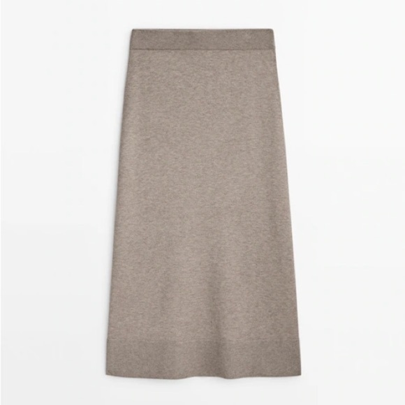 NWT. Massimo Dutti Beige/Grey Viscose Blend Knit Midi Skirt. Size S. - Picture 6 of 13